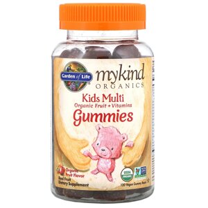 Мультивітаміни для дітей, фруктовий смак, Kids Multi, MyKind Organics, Garden of Life, 120 веганських мармеладних