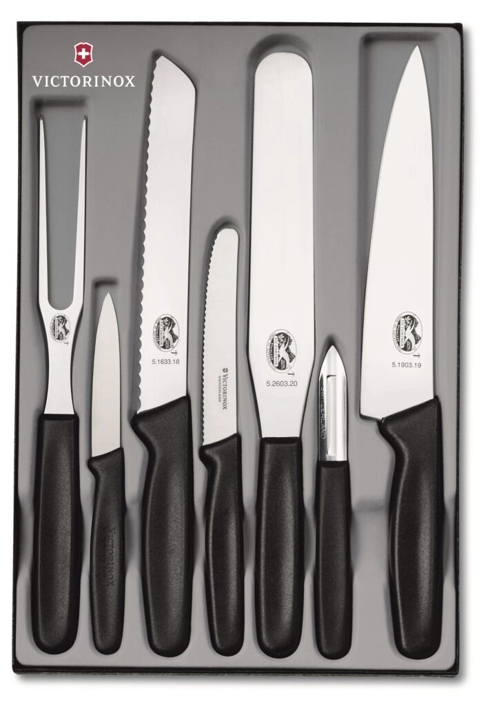 Набір кухонних ножів Victorinox Kitchen Set 7 шт. Чорний (5.1103.7) від компанії інтернет-магазин "БИТПРОМТОРГ" - фото 1