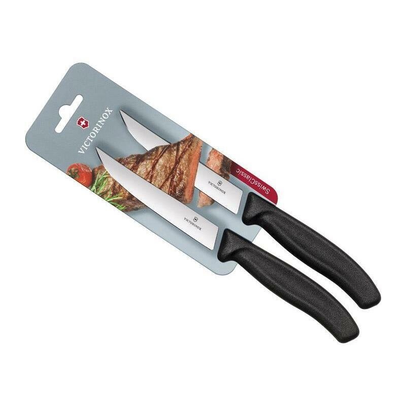 Набір кухонних ножів Victorinox Swiss Classic Steak 12 см 2 шт Чорні (6.7903.12B) від компанії інтернет-магазин "БИТПРОМТОРГ" - фото 1