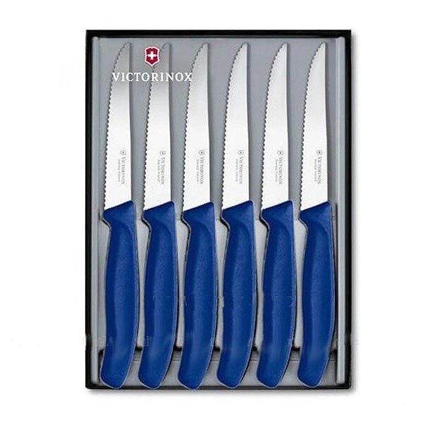 Набір кухонних ножів Victorinox Swiss Classic Steak Set 6 шт Сині (6.7232.6) від компанії інтернет-магазин "БИТПРОМТОРГ" - фото 1