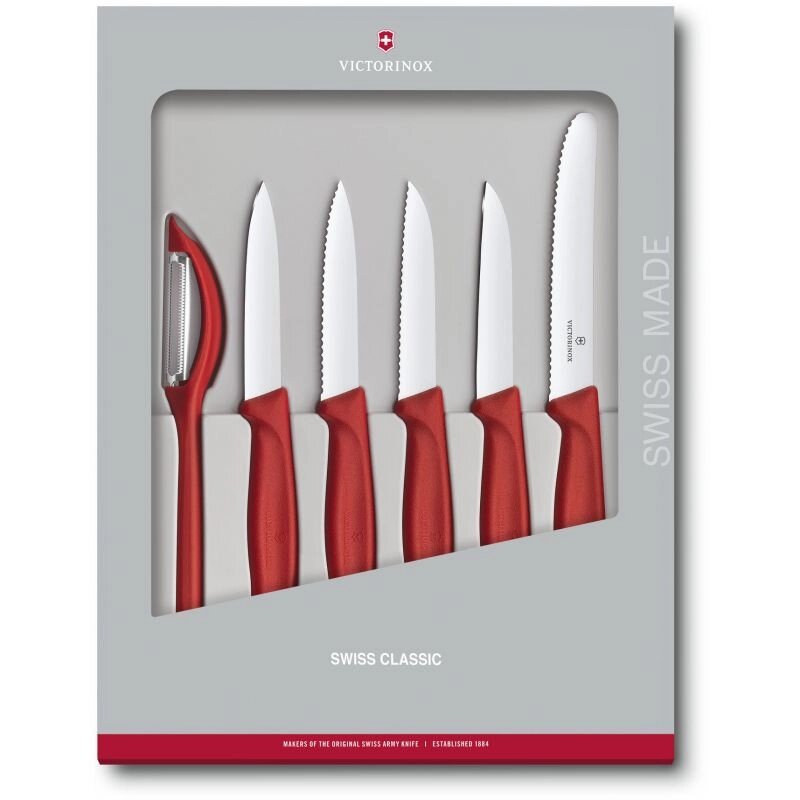 Набір кухонних овочевих ножів та овочечистки Victorinox Swiss Classic Paring Set 6 предметів Червоний (6.7111.6G) від компанії інтернет-магазин "БИТПРОМТОРГ" - фото 1