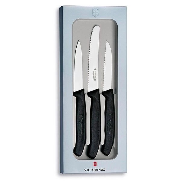 Набір кухонних овочевих ножів Victorinox Swiss Classic Paring Set 3 шт Чорний (6.7113.3G) від компанії інтернет-магазин "БИТПРОМТОРГ" - фото 1