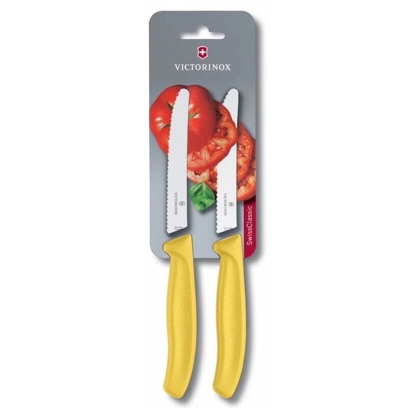 Набір кухонних овочевих ножів Victorinox TomatoSausage 11 см 2 шт Жовті (6.7836. L118B) від компанії інтернет-магазин "БИТПРОМТОРГ" - фото 1