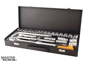 Набір насадок торцевих MASTERTOOL PROFI CrV 1/2" 8-32 мм тріскачка, що подовжується 72Т 26 шт металевий кейс 78-4126