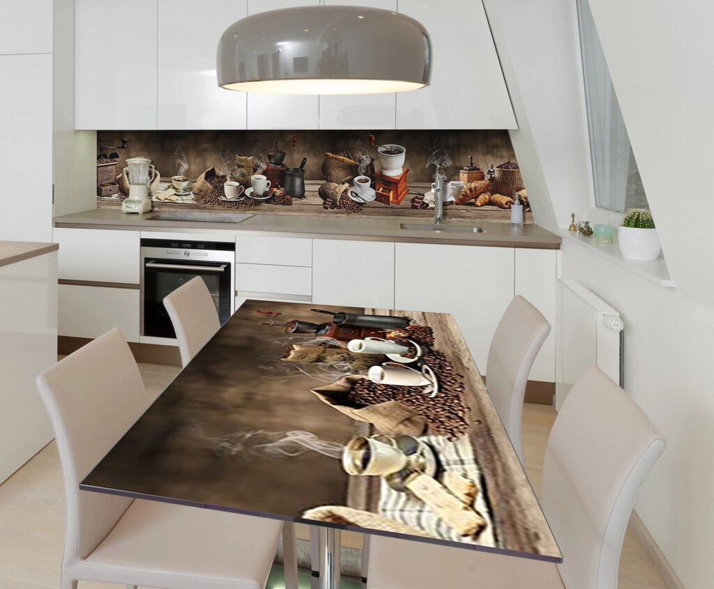 Наклейка 3Д вінілова на стіл Zatarga « Аромати Арабіки » 600х1200 мм для будинків, квартир, столів, кав'ярень, кафе від компанії інтернет-магазин "БИТПРОМТОРГ" - фото 1