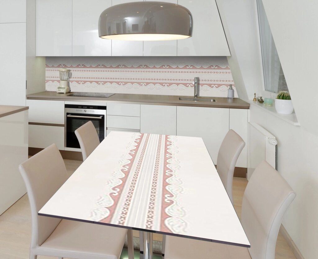 Наклейка 3Д вінілова на стіл Zatarga «Фігурний бордюр» 600х1200 мм для будинків, квартир, столів, кав'ярень, кафе від компанії інтернет-магазин "БИТПРОМТОРГ" - фото 1