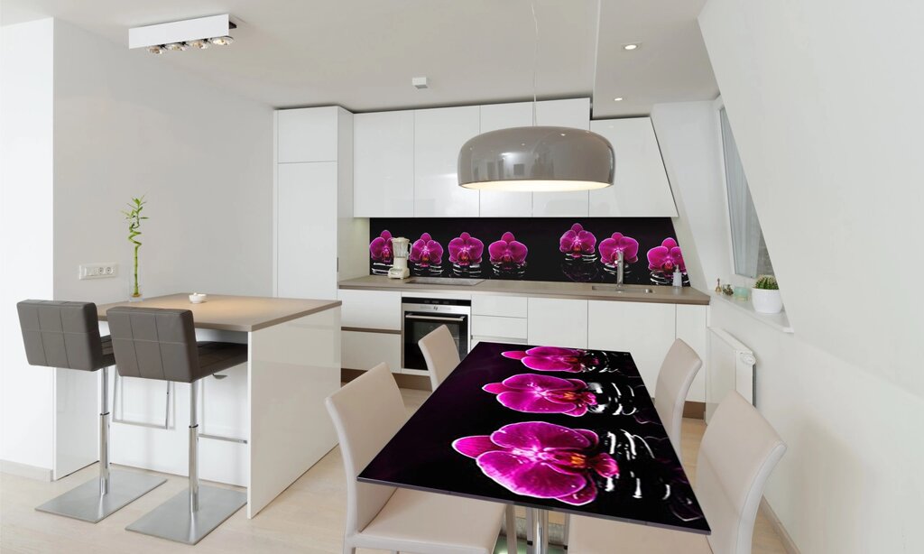 Наклейка 3Д вінілова на стіл Zatarga «Фіолетовий Орхідеї 02» 600х1200 мм для будинків, квартир, столів, від компанії інтернет-магазин "БИТПРОМТОРГ" - фото 1