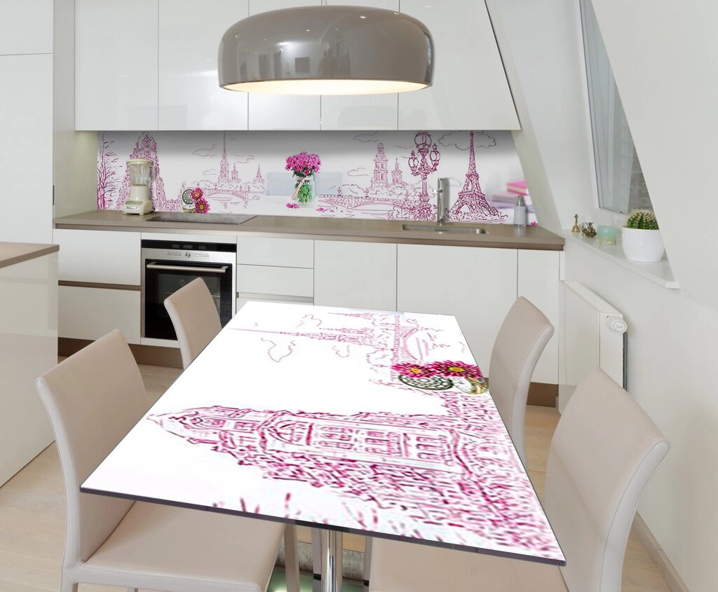 Наклейка 3Д вінілова на стіл Zatarga «Намальований Париж» 600х1200 мм для будинків, квартир, столів, від компанії інтернет-магазин "БИТПРОМТОРГ" - фото 1