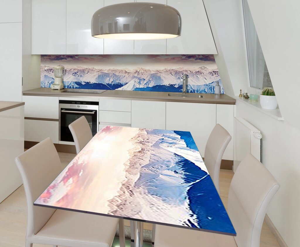 Наклейка 3Д вінілова на стіл Zatarga «Засніжені Гори» 600х1200 мм для будинків, квартир, столів, від компанії інтернет-магазин "БИТПРОМТОРГ" - фото 1