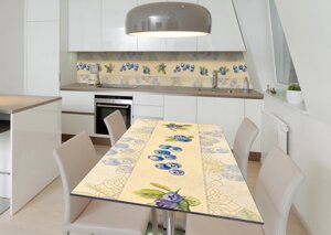 Наліпка 3Д виниловая на стол Zatarga «Акварельная черника» 600х1200 мм для домов, квартир, столов, кофейн,