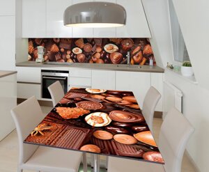 Наліпка 3Д виниловая на стол Zatarga «Ассорти шоколада» 600х1200 мм для домов, квартир, столов, кофейн, кафе