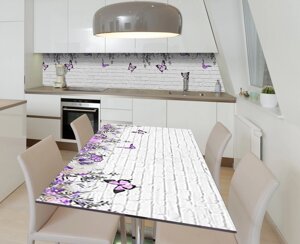 Наліпка 3Д виниловая на стол Zatarga «Бабочки на стене» 600х1200 мм для домов, квартир, столов, кофейн, кафе
