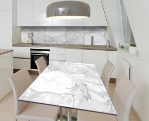 Наклейка 3Д вінілова на стіл Zatarga «Білий граніт» 600х1200 мм для будинків, квартир, столів, кав'ярень, кафе