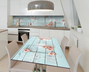 Наліпка 3Д виниловая на стол Zatarga «Бирюзовая романтика» 600х1200 мм для домов, квартир, столов, кофейн,