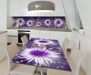 Наліпка 3Д вінілова на стіл Zatarga «Блискучі Айстри» 600х1200 мм для будинків, квартир, столів, кофеєнь,