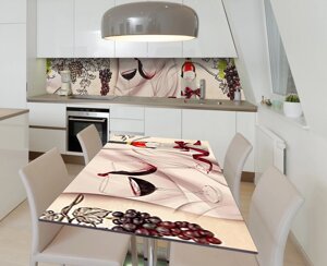 Наліпка 3Д виниловая на стол Zatarga «Бокал сухого красного» 600х1200 мм для домов, квартир, столов, кофейн,