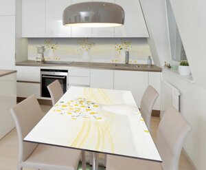 Наліпка 3Д вінілова на стіл Zatarga «Букети Ромашок» 600х1200 мм для будинків, квартир, столів, кофеєнь,