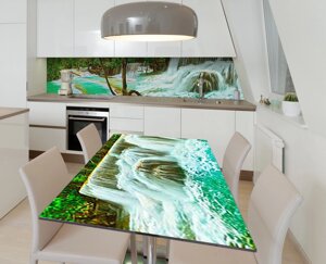 Наклейка 3Д вінілова на стіл Zatarga «Бурлячі водоспади» 600х1200 мм для будинків, квартир, столів, кав'ярень, кафе