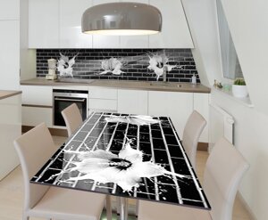 Наліпка 3Д вінілова на стіл Zatarga «Чорні цеглини» 600х1200 мм для будинків, квартир, столів, кофеєнь,