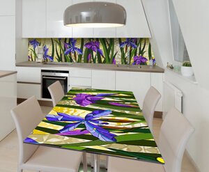 Наліпка 3Д вінілова на стіл Zatarga «Квіткові вітражі» 600х1200 мм для будинків, квартир, столів, кофеєнь,