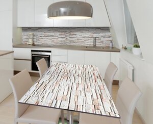 Наклейка 3Д вінілова на стіл Zatarga «Декоративна цегла» 600х1200 мм для будинків, квартир, столів, кав'ярень,
