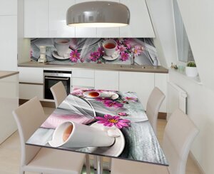 Наліпка 3Д виниловая на стол Zatarga «Деревенское чаепитие» 600х1200 мм для домов, квартир, столов, кофейн,