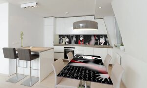 Наліпка 3Д виниловая на стол Zatarga «Девушка в красном» 600х1200 мм для домов, квартир, столов,