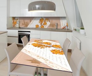 Наліпка 3Д вінілова на стіл Zatarga «Дубове листя» 600х1200 мм для будинків, квартир, столів, кофеєнь,