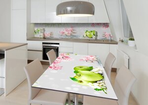 Наліпка 3Д виниловая на стол Zatarga «Галька и яблоки» 600х1200 мм для домов, квартир, столов, кофейн, кафе