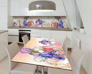Наліпка 3Д вінілова на стіл Zatarga «Ирисовое полі» 600х1200 мм для будинків, квартир, столів, кофеєнь, кафе