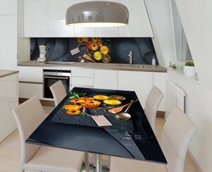 Наклейка 3Д вінілова на стіл Zatarga «Календула з медом» 600х1200 мм для будинків, квартир, столів, кав'ярень, кафе