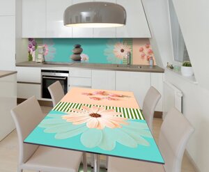 Наклейка 3Д вінілова на стіл Zatarga «Камні та Квіти» 600х1200 мм для будинків, квартир, столів, кав'ярень,