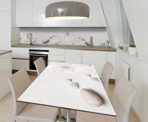 Наліпка 3Д вінілова на стіл Zatarga «Камені Лотоси» 600х1200 мм для будинків, квартир, столів, кофеєнь,
