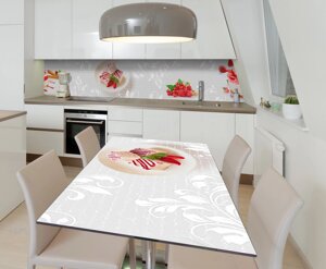 Наліпка 3Д вінілова на стіл Zatarga «Полуничний пиріг» 600х1200 мм для будинків, квартир, столів,
