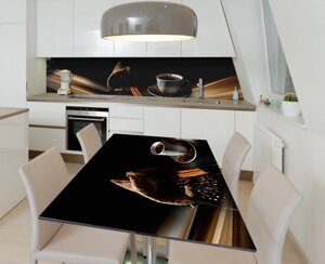Наліпка 3Д вінілова на стіл Zatarga «Кава з паличкою кориці» 600х1200 мм для будинків, квартир, столів,