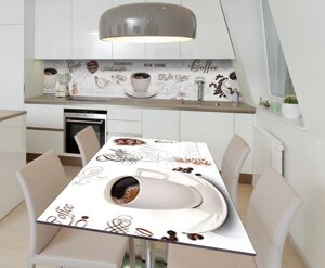Наліпка 3Д вінілова на стіл Zatarga «Каву з пінкою» 600х1200 мм для будинків, квартир, столів, кофеєнь,