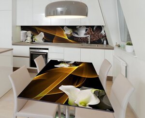 Наліпка 3Д виниловая на стол Zatarga «Кофе со сливками» 600х1200 мм для домов, квартир, столов, кофейн, кафе