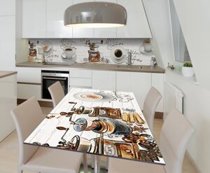 Наліпка 3Д вінілова на стіл Zatarga «Кавовий млин» 600х1200 мм для будинків, квартир, столів, кофеєнь, кафе