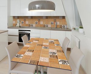 Наліпка 3Д виниловая на стол Zatarga «Кофейная плитка» 600х1200 мм для домов, квартир, столов, кофейн, кафе