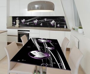 Наліпка 3Д виниловая на стол Zatarga «Космические Магнолии» 600х1200 мм для домов, квартир, столов,