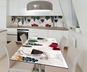 Наліпка 3Д вінілова на стіл Zatarga «Червоне вино» 600х1200 мм для будинків, квартир, столів, кофеєнь,