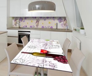 Наліпка 3Д виниловая на стол Zatarga «Лаванда и Колокольчики» 600х1200 мм для домов, квартир, столов,
