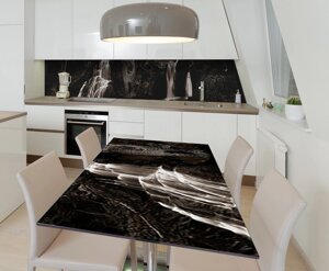 Наліпка 3Д виниловая на стол Zatarga «Леопард и Водопад» 600х1200 мм для домов, квартир, столов,