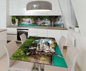 Наліпка 3Д вінілова на стіл Zatarga «Водоспад у лісі» 650х1200 мм для будинків, квартир, столів, кав'ярень