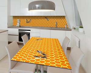 Наліпка 3Д вінілова на стіл Zatarga «Медові соти» 600х1200 мм для будинків, квартир, столів, кофеєнь, кафе