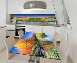 Наклейка 3Д вінілова на стіл Zatarga «Млини» 600х1200 мм для будинків, квартир, столів, кав'ярень, кафе