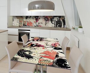 Наклейка 3Д вінілова на стіл Zatarga «Модний журнал» 600х1200 мм для будинків, квартир, столів, кав'ярень, кафе