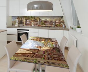 Наліпка 3Д вінілова на стіл Zatarga «Німецька село» 600х1200 мм для будинків, квартир, столів, кофеєнь,