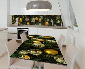 Наліпка 3Д вінілова на стіл Zatarga «Новорічна ялинка» 600х1200 мм для будинків, квартир, столів, кофеєнь,