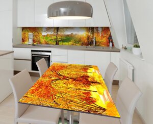Наліпка 3Д вінілова на стіл Zatarga «Самотня лавка» 600х1200 мм для будинків, квартир, столів, кофеєнь, кафе